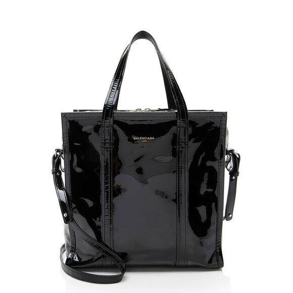 Balenciaga Handbags - Balenciaga Patent Leather Bazar Small Shopper Tote